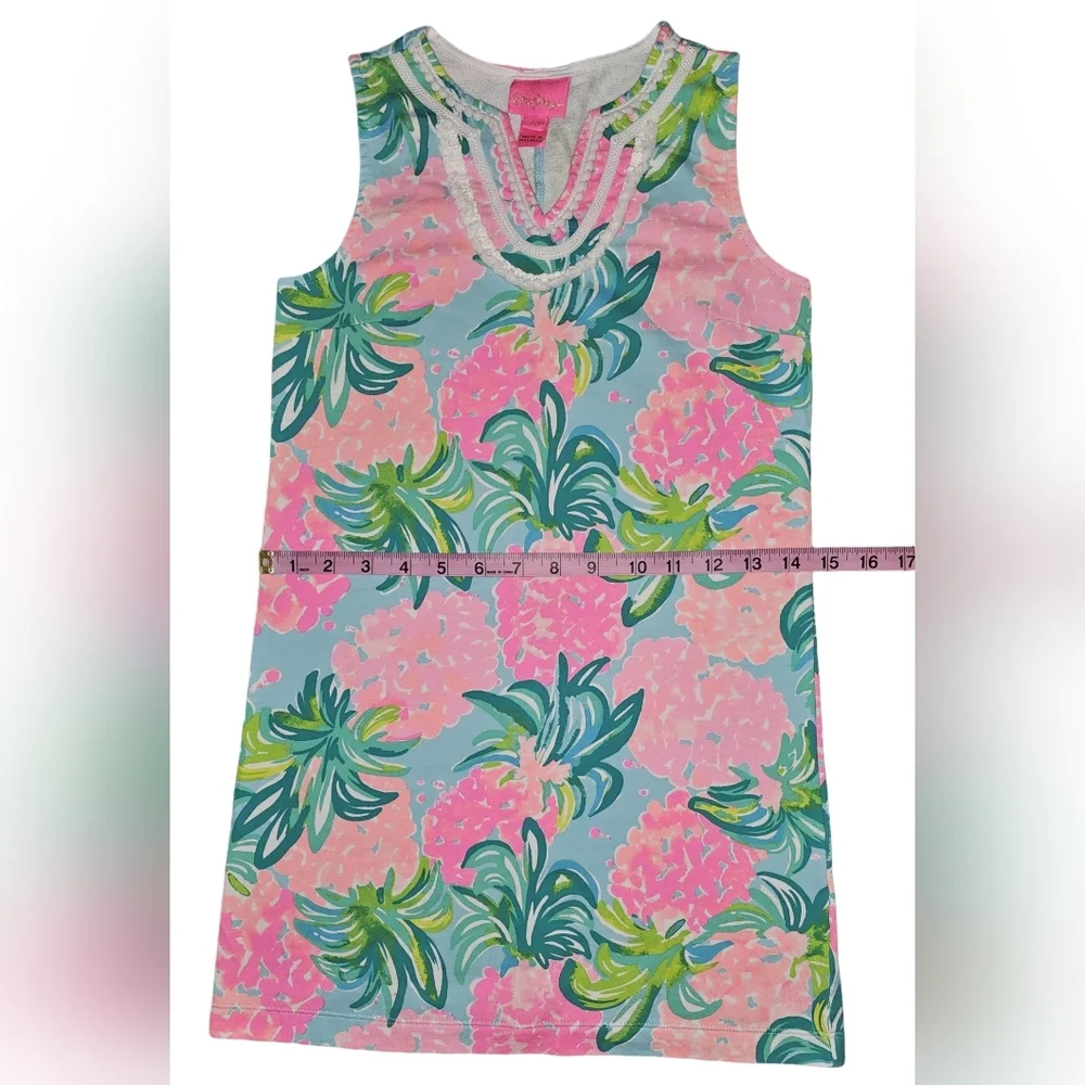 Lilly Pulitzer Girls Mini Harper Dress Blue Ibiza Pineapple Print Sz L 8-10 - Picture 8 of 13